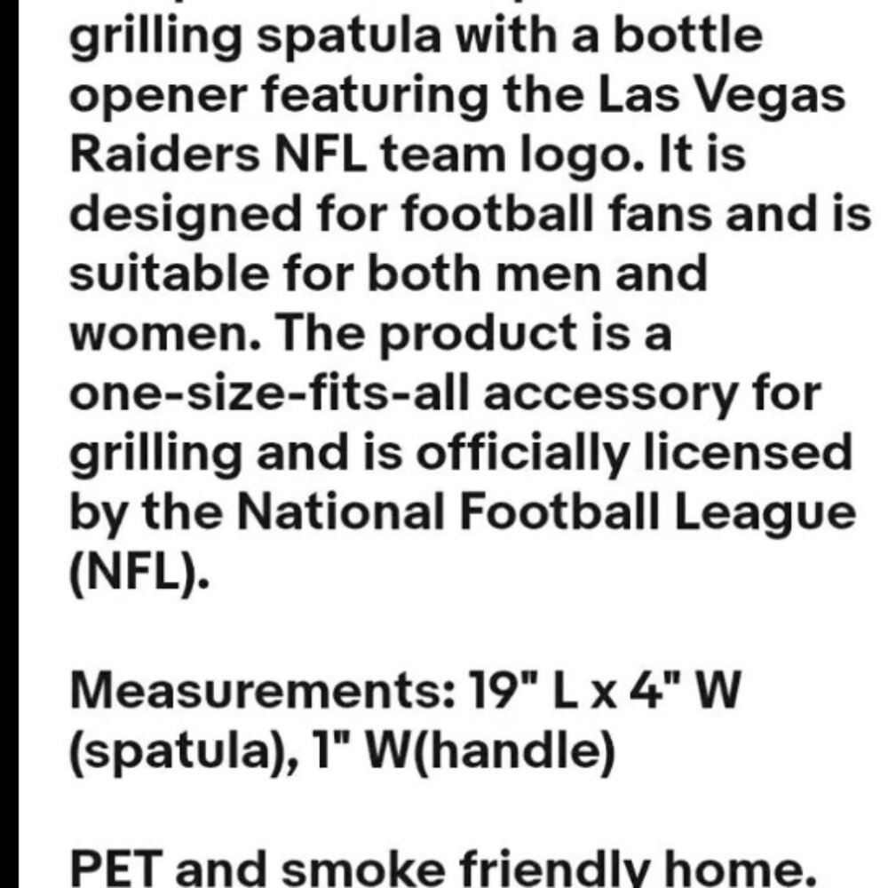 Las Vegas Raiders Sportula Grilling Spatula Bottle Opener NFL Football - Picture 2 of 8